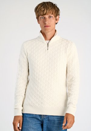 RECYCLE STRUCTURE HALF ZIP - Trui - off white