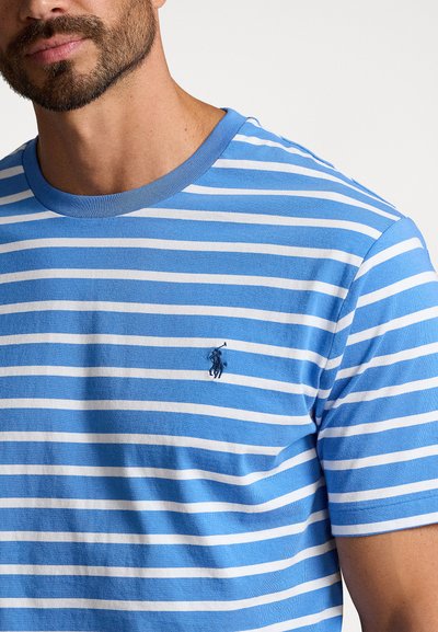 Polo Ralph Lauren Big & Tall STRIPED JERSEY CREWNECK T-SHIRT - Marškinėliai su spaudiniu - new england blue/white
