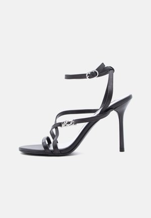 KARL LAGERFELD SARABANDE TOE LOOP - Sandále na vysokom opätku - black/silver-coloured