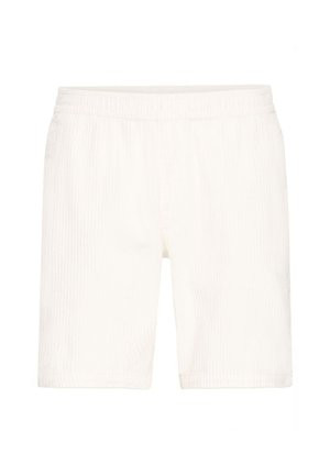 Hvite ribbede shorts med elastisk midje, rett benklipp og subtil tekstur, designet for komfort og enkel bruk.