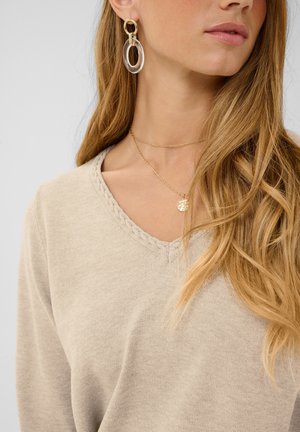 Cream, CRDELA SS KNIT BLOUSE - T-shirts basic - oat melange