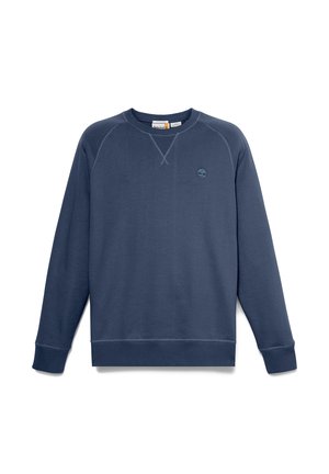 Felpa blu navy realizzata in misto cotone, con polsini e orlo a costine, scollo a girocollo e un piccolo logo sul petto.
