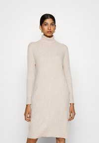 pure cashmere - TURTLENECK DRESS - Pulóverruha - oatmeal Miniatűr kép 1