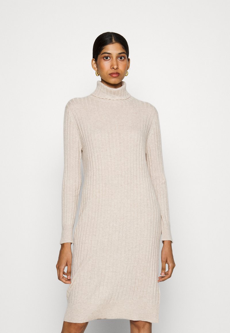 pure cashmere TURTLE NECK DRESS - Obleka/pulover - oatmeal