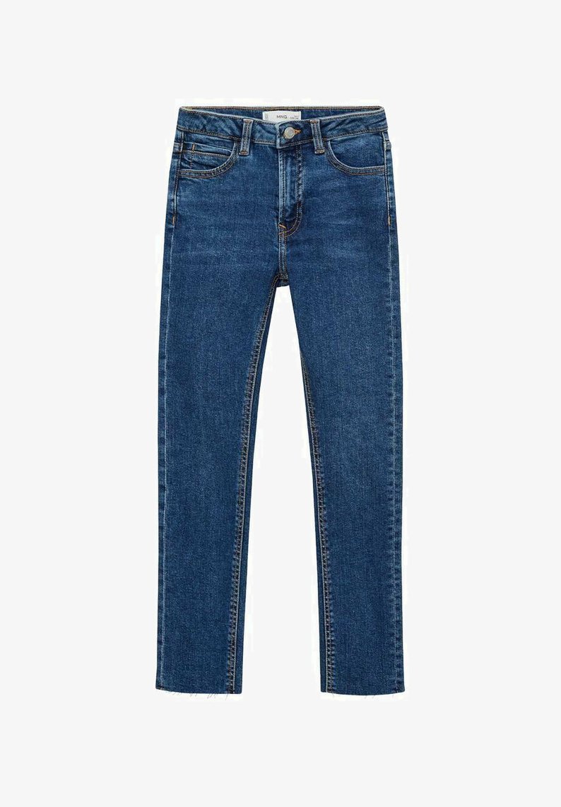 Džínové kalhoty v tmavě modré barvě se rovnými nohavicemi. Mají pět kapes, zapínání na knoflík a mírně roztrhání na lemu pro ležérní vzhled.