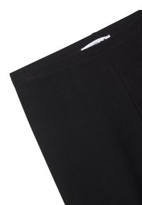 Leggings neri realizzati in un tessuto liscio ed elastico. Presentano un design semplice con una cintura alta e senza motivi o accessori visibili.