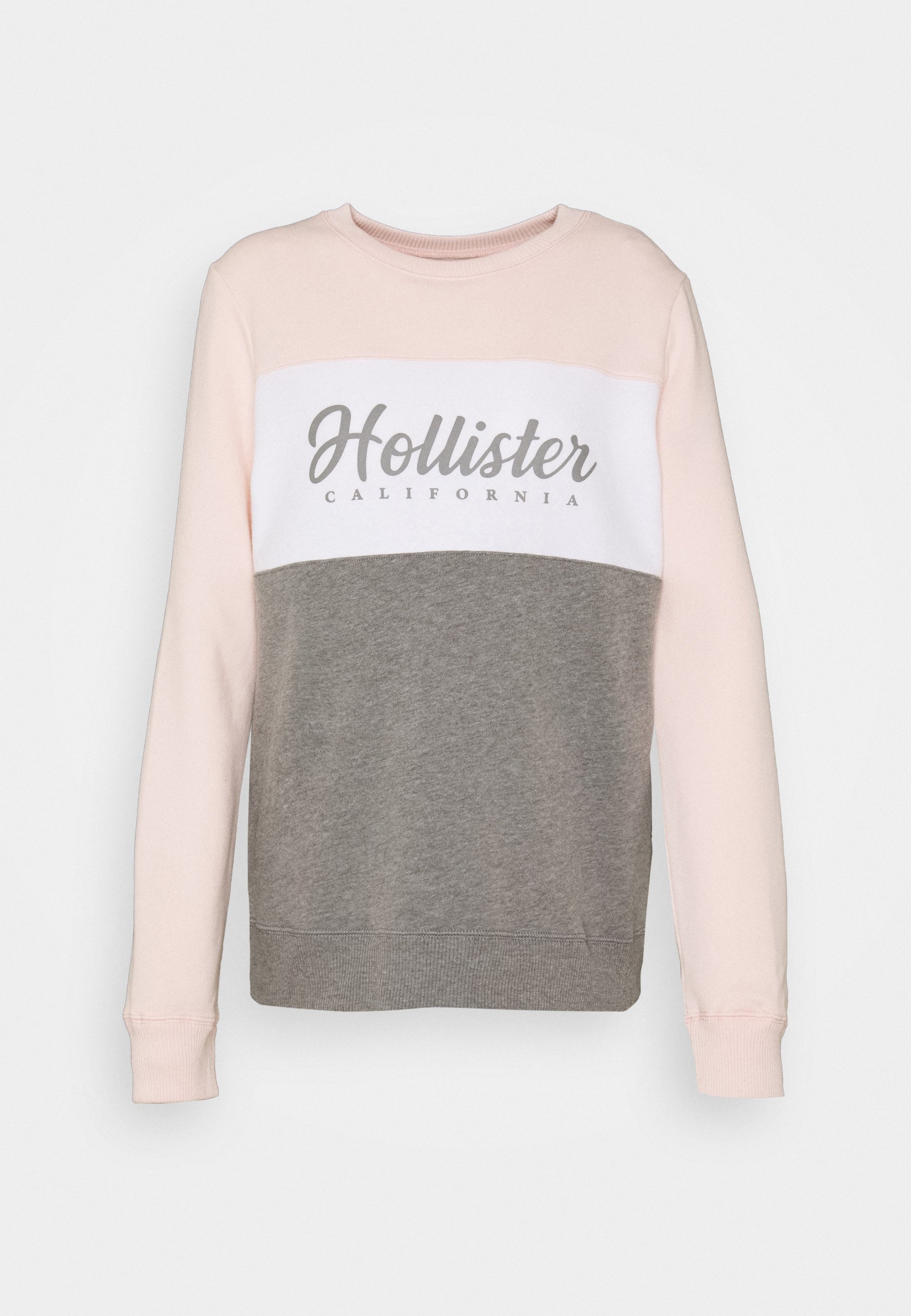 Hollister Co. FASHION CREW Sweater pinkwhitegrey Hollister Co. FASHION CREW Sweater greywhite Zalando.nl