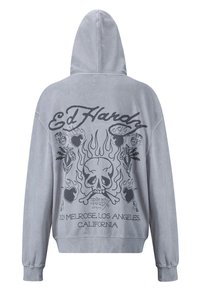 Ed Hardy MONO ACID FLAMING SKULL  - Zip-up sweatshirt - grey