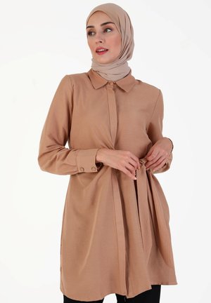 REFKA - Button-down blouse - dark beige