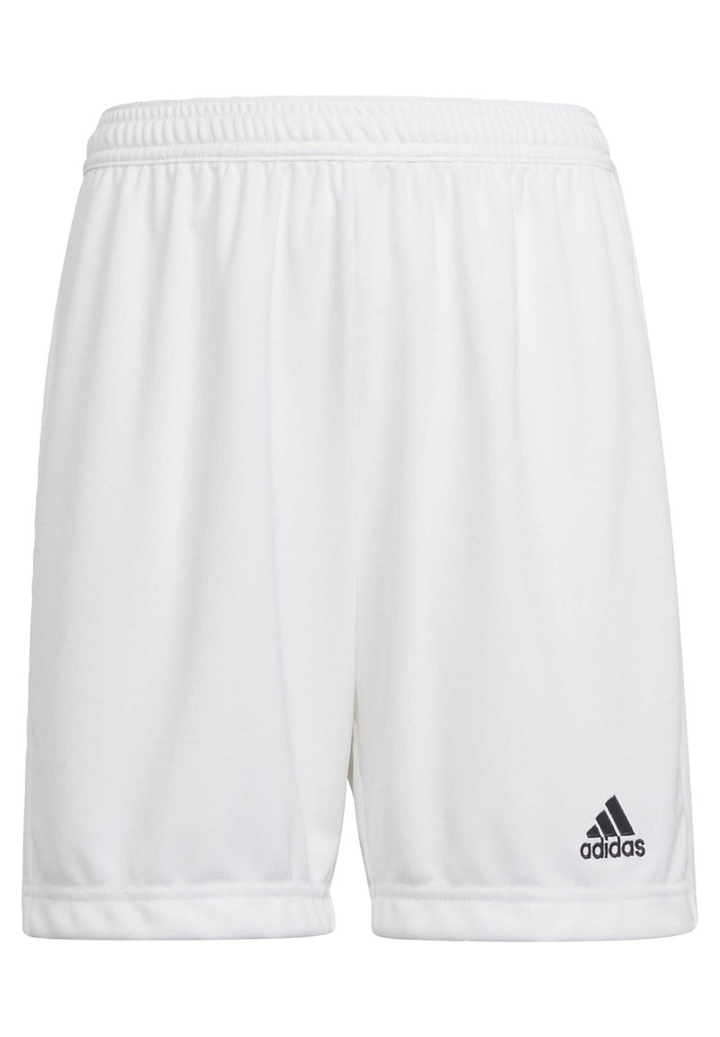 Shorts deportivos blancos con una cintura elástica, con el logo negro de Adidas en la parte inferior derecha. Tejido suave y ligero.