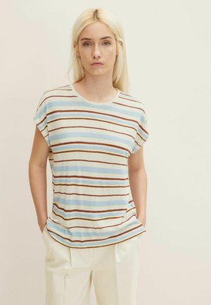 Camiseta básica - blue creme brown stripe