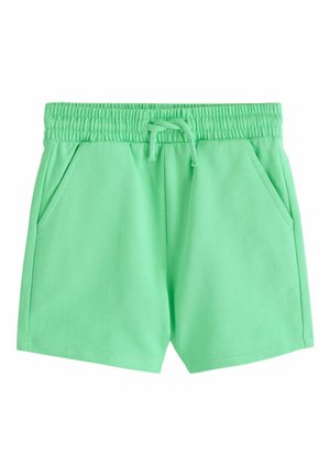 Svetlozelené bavlnené šortky s elastickým pásom, sťahovacou šnúrkou a bočnými vreckami, určené na bežné nosenie.
