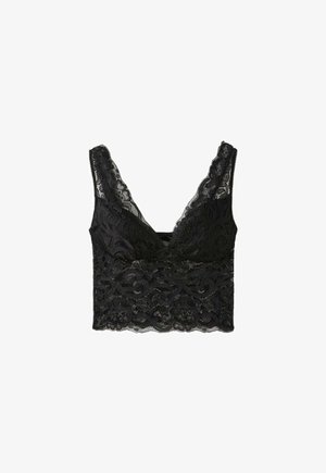 Stradivarius, LACE TOP - Top - black