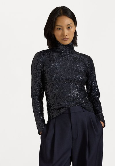 Polo Ralph Lauren SEQUINED TURTLENECK - Top s dlouhým rukávem - deep navy