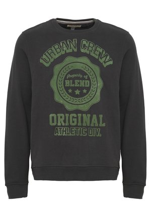 Sudadera negra de algodón con un gráfico impreso en verde que incluye los detalles "URBAN CREW", "Propiedad de BLEND" y "DIV. ATLÉTICA ORIGINAL".