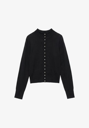 PULL&BEAR, MOCK NECK - CARDIGAN - Gilet - black