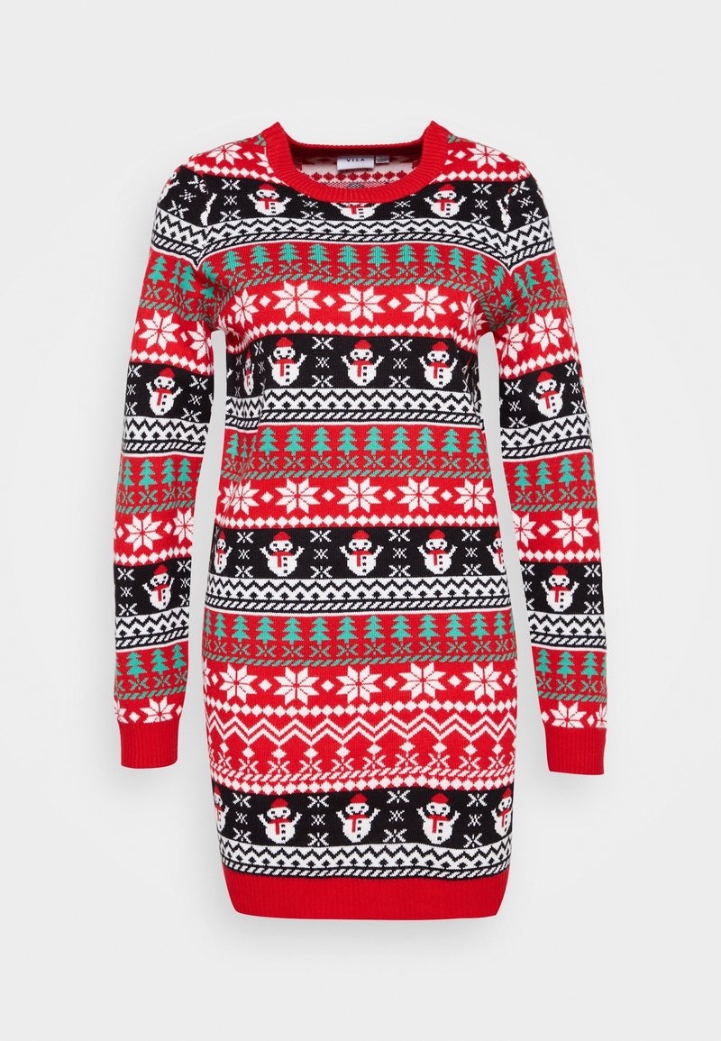 slim fit dress slacks Pink Christmas Print Jumper Dress main image 0