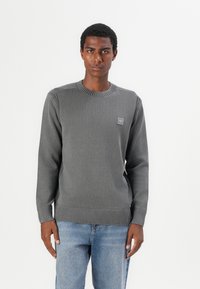 TOM TAILOR WASHED CREWNECK - Strickpullover - dark grey