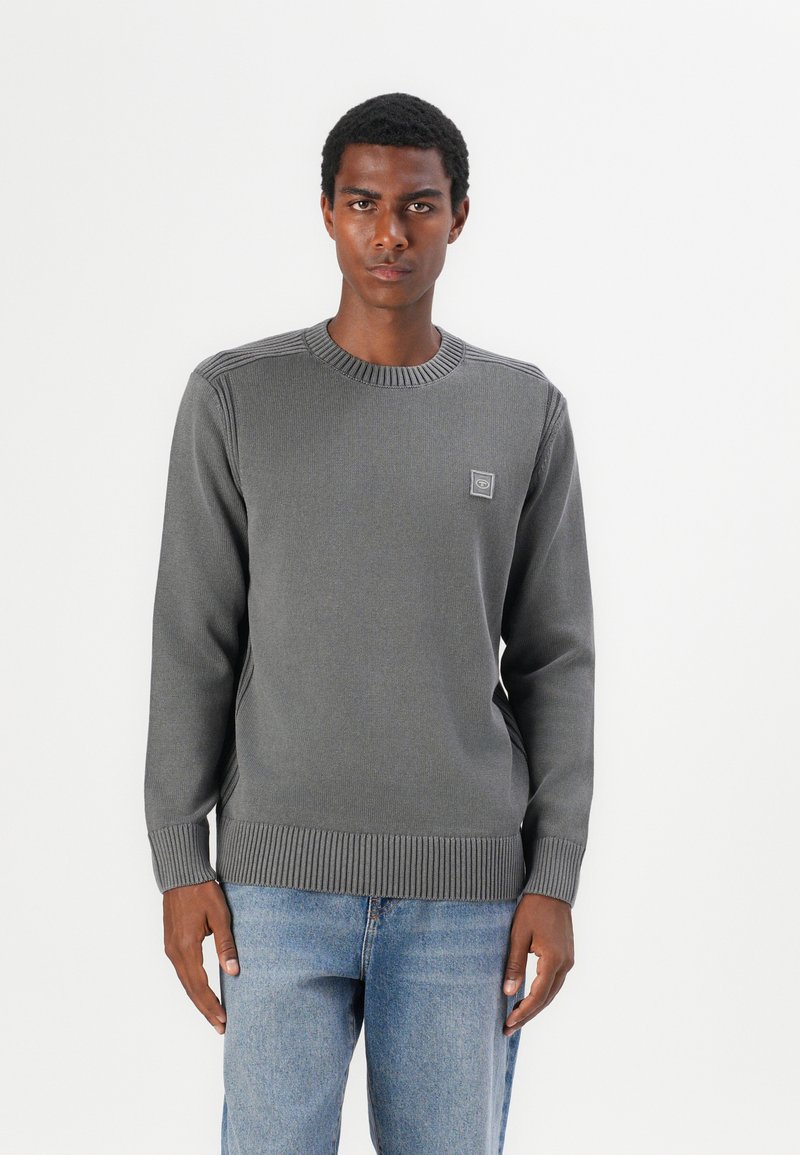 TOM TAILOR WASHED CREWNECK - Strickpullover - dark grey