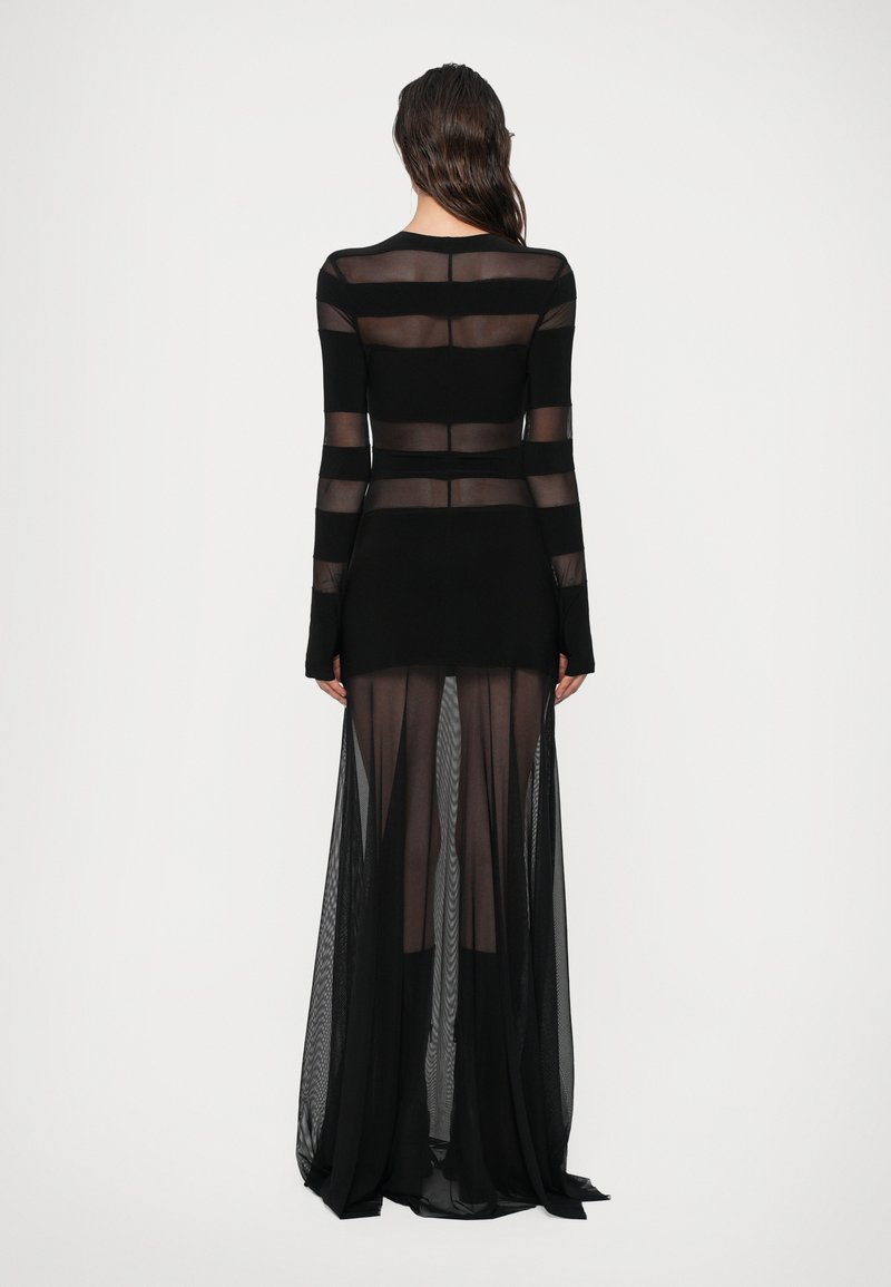 Norma Kamali SPLICED LONG SLEEVE FLARED GOWN SKIRT - Maksimekko - black/musta  - Zalando.fi