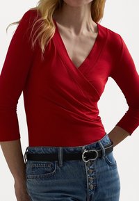 Lauren Ralph Lauren SURPLICE JERSEY TOP - Tops ar garām piedurknēm - festive red