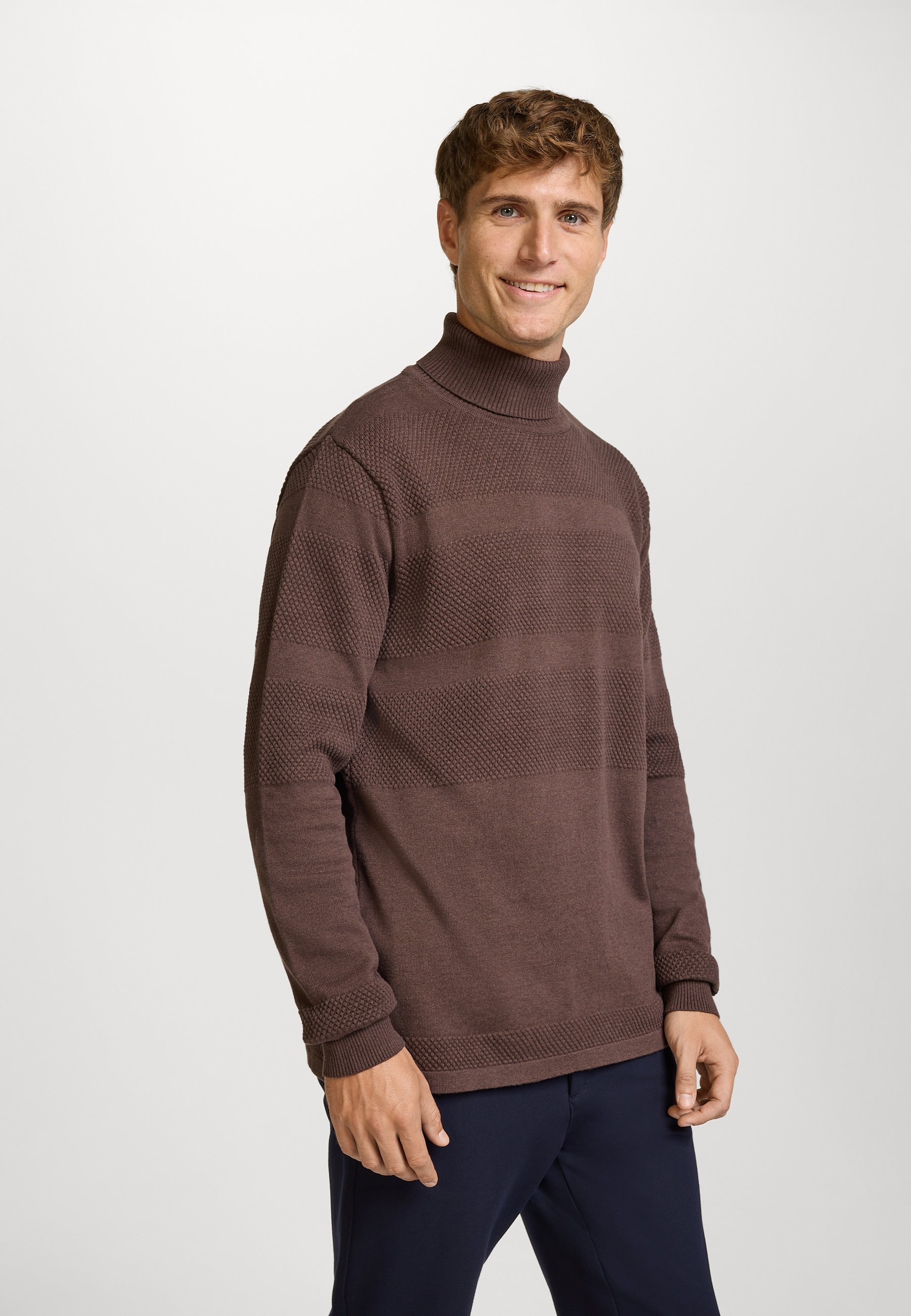 Kronstadt FISKER ROLL NECK - Jumper - chocolate plum mix/mottled