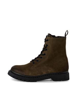Schnürstiefelette - olive suede