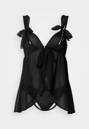 ALL YOUR DESIRES CROTCHLESS BABYDOLL - Pizsama szett - black