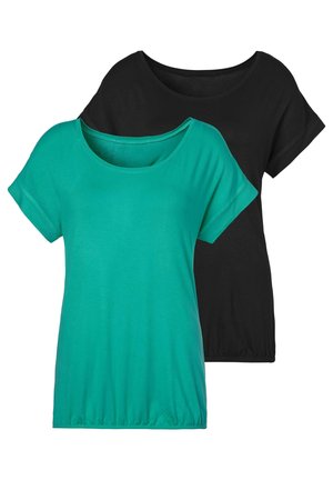LASCANA Basic T-shirt - grün  schwarz