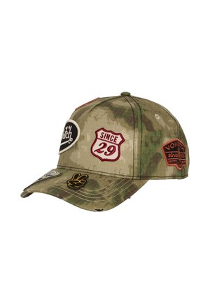 Von Dutch, CASQUETTE BASEBALL EFFET USÉ AVEC PATCH KAMO FOREST - Casquette - kaki