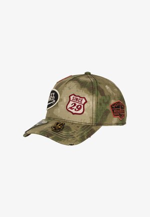 Von Dutch, CASQUETTE BASEBALL EFFET USÉ AVEC PATCH KAMO FOREST - Casquette - kaki