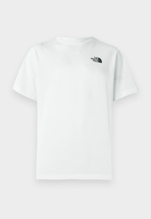 Λευκό βαμβακερό T-shirt με κοντά μανίκια και στρογγυλή λαιμόκοψη, με μικρό μαύρο λογότυπο στην αριστερή πλευρά του στήθους. Ομαλή υφή.