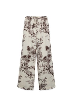 Terranova, PANTALONI WIDE LEG CON STAMPA PALME - Pantaloni - var avorio