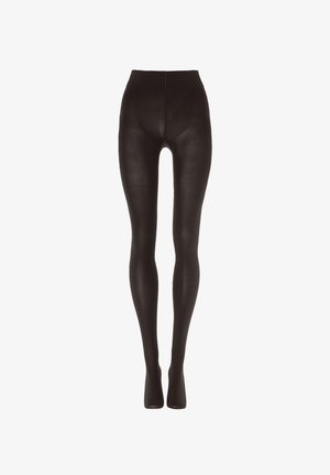 Zwarte leggings van een gladde, rekbare stof. Hoog talle ontwerp met een aansluitende silhouet. Geen zichtbare naden of patronen.