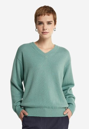 V NECK - Striktrøje - Green