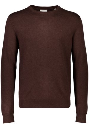 Lindbergh ECOVERO L/S O-NECK - Strickpullover - dk brown mel