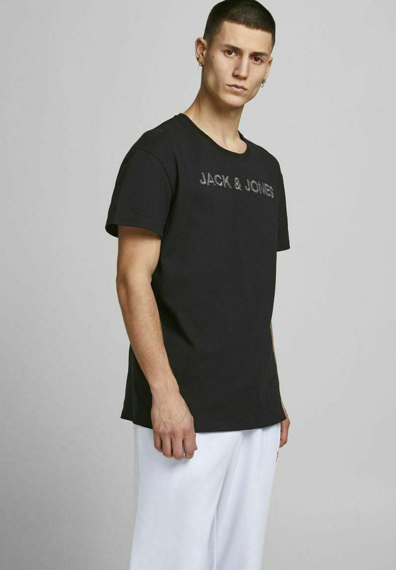 JACK & JONES T-Shirt Uomo Grigia Casual Logo Print (IT 54, EU 50
