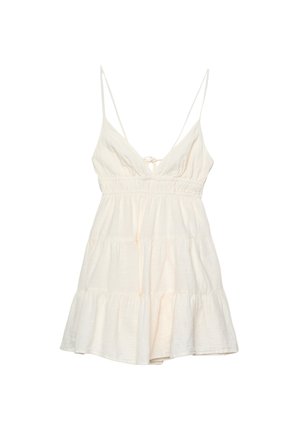 Stradivarius SHORT FLOWING WITH TIED DETAIL AT THE BACK - Robe de jour - beige