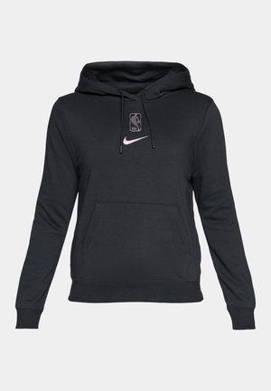 Svart hettegenser med frontlomme, snor til hetten, rosa NBA-logo og Nike-svikt. Laget av mykt stoff, med ribbestrikkede mansjetter og nederkant.