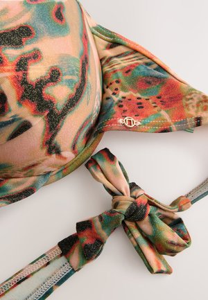 Next PADDED WIRED PLUNGE  STANDARD. - Bikinitop - teal pink metallic animal