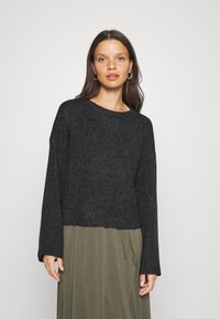 Vero Moda Petite VMDOFFY O NECK BOXY - Camisola - black