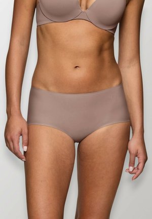 Mutande hipster seamless marroni realizzate in tessuto morbido, caratterizzate da una texture liscia e un design a vita media per comfort e copertura.