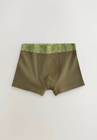 Boxers en vert olive avec un logo "NEXT" vert vif sur la ceinture élastique ; tissu doux et lisse avec une coupe ajustée.