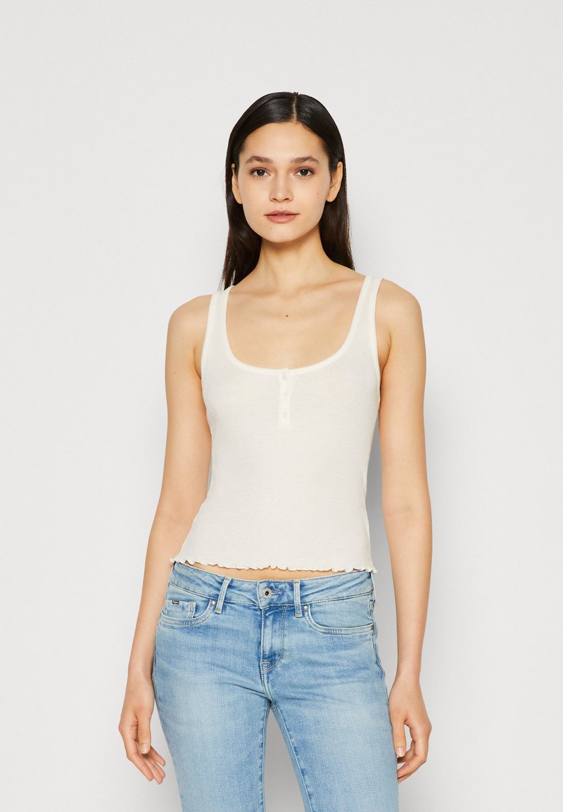 American Eagle HENLEY TANK SOLIDS Top cream/offwhite Zalando.dk