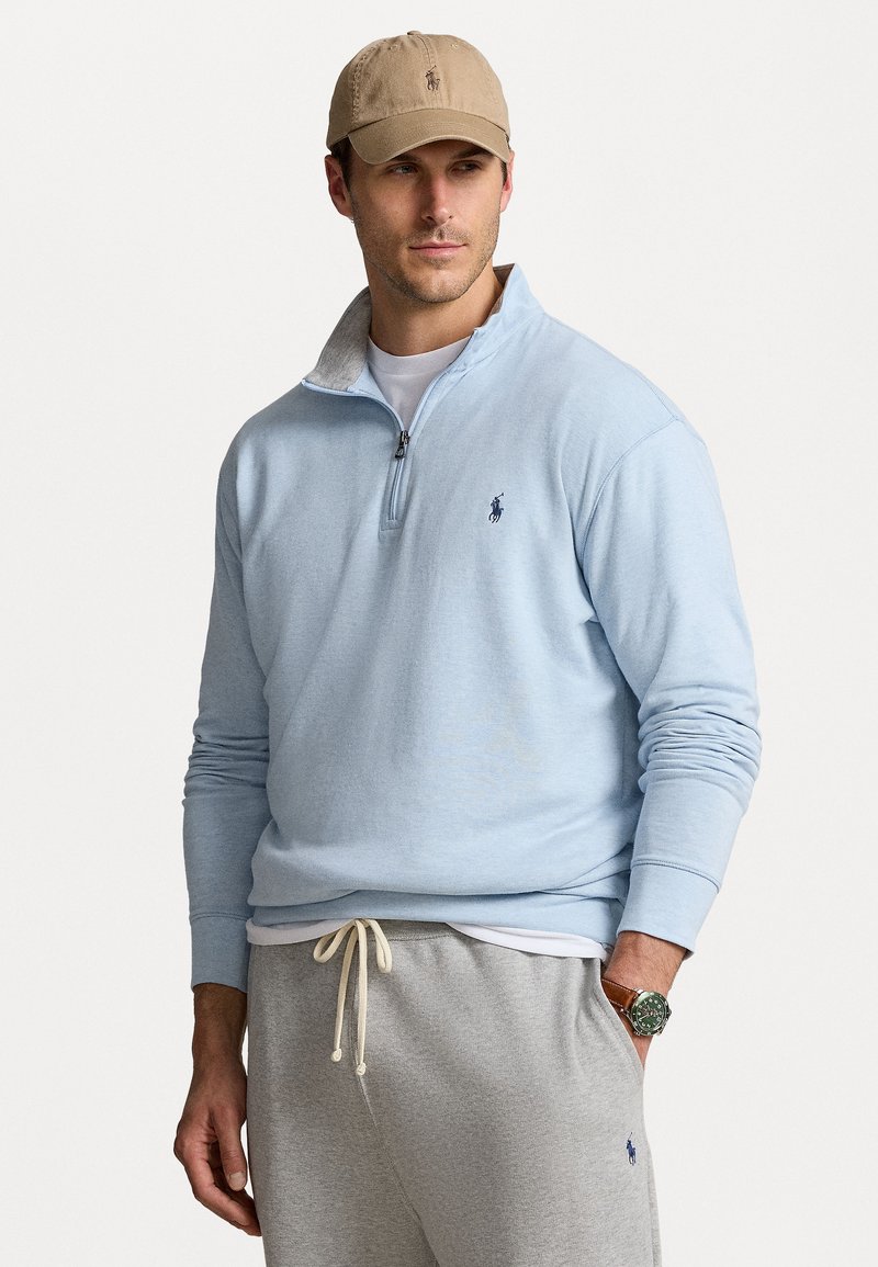 Polo Ralph Lauren Big & Tall LUXURY JERSEY QUARTER ZIP PULLOVER - Ilgarankovis viršutinės dalies drabužis - office blue heather