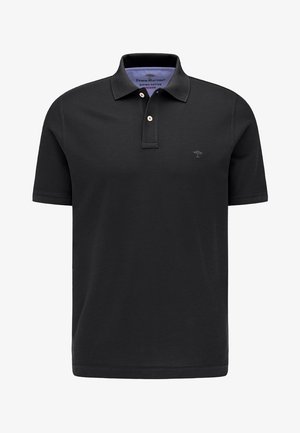 Juodas polo marškinėlis, pagamintas iš medvilnės, su dviem mygtukais ir subtiliu logotipu ant krūtinės. Turi trumpas rankoves ir klasiką apykaklę.