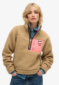 Superdry & Co VINTAGE RETRO HALF ZIP - Fleecetrøjer - classic tan brown