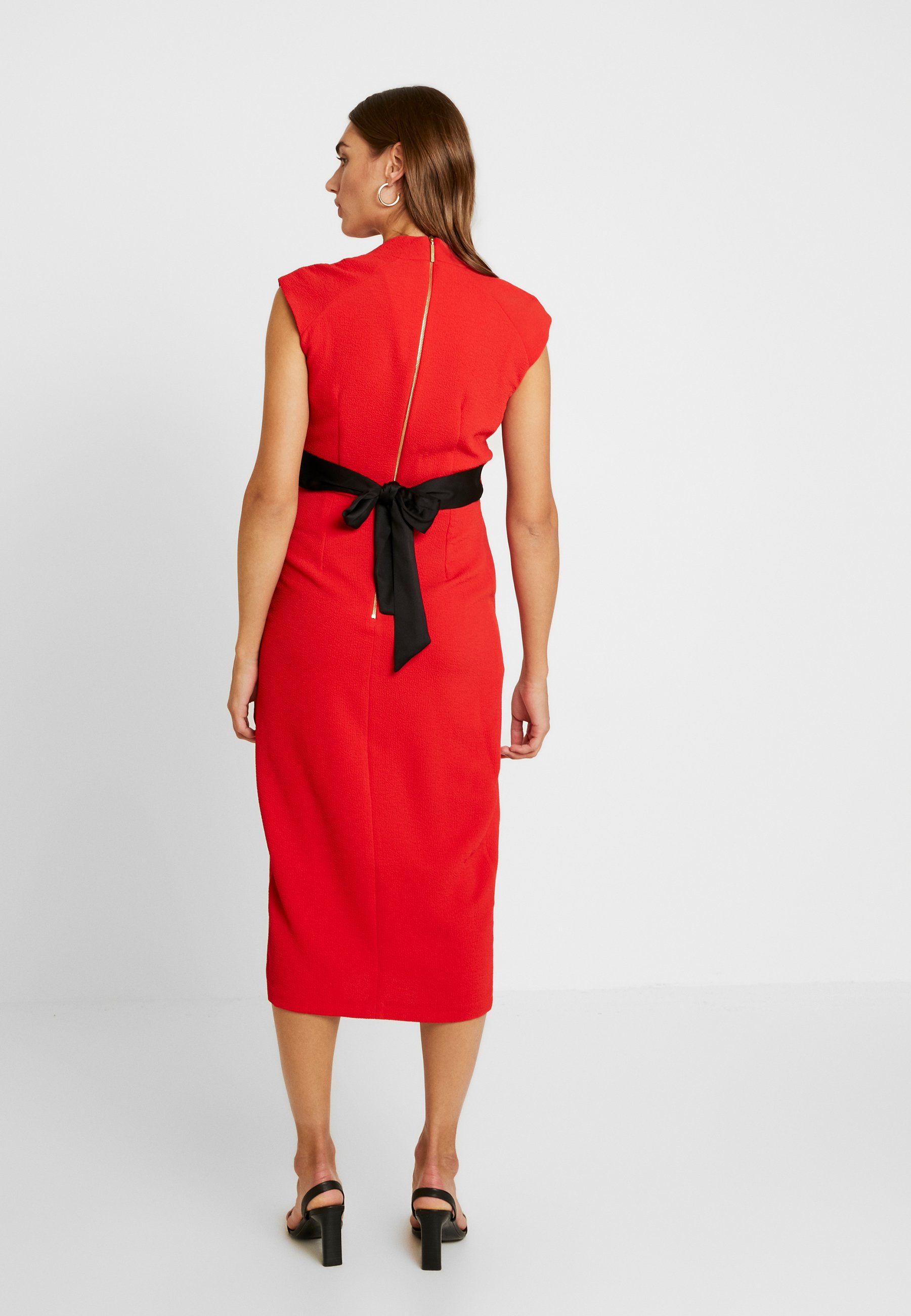 Closet CLOSET PLEATED WRAP PENCIL DRESS Etuikjole red Closet CLOSET - Jerseykjole - red