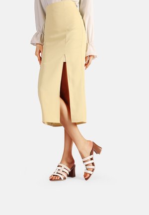 ZAL - Ciabattine con tacco - bianco beige marrone