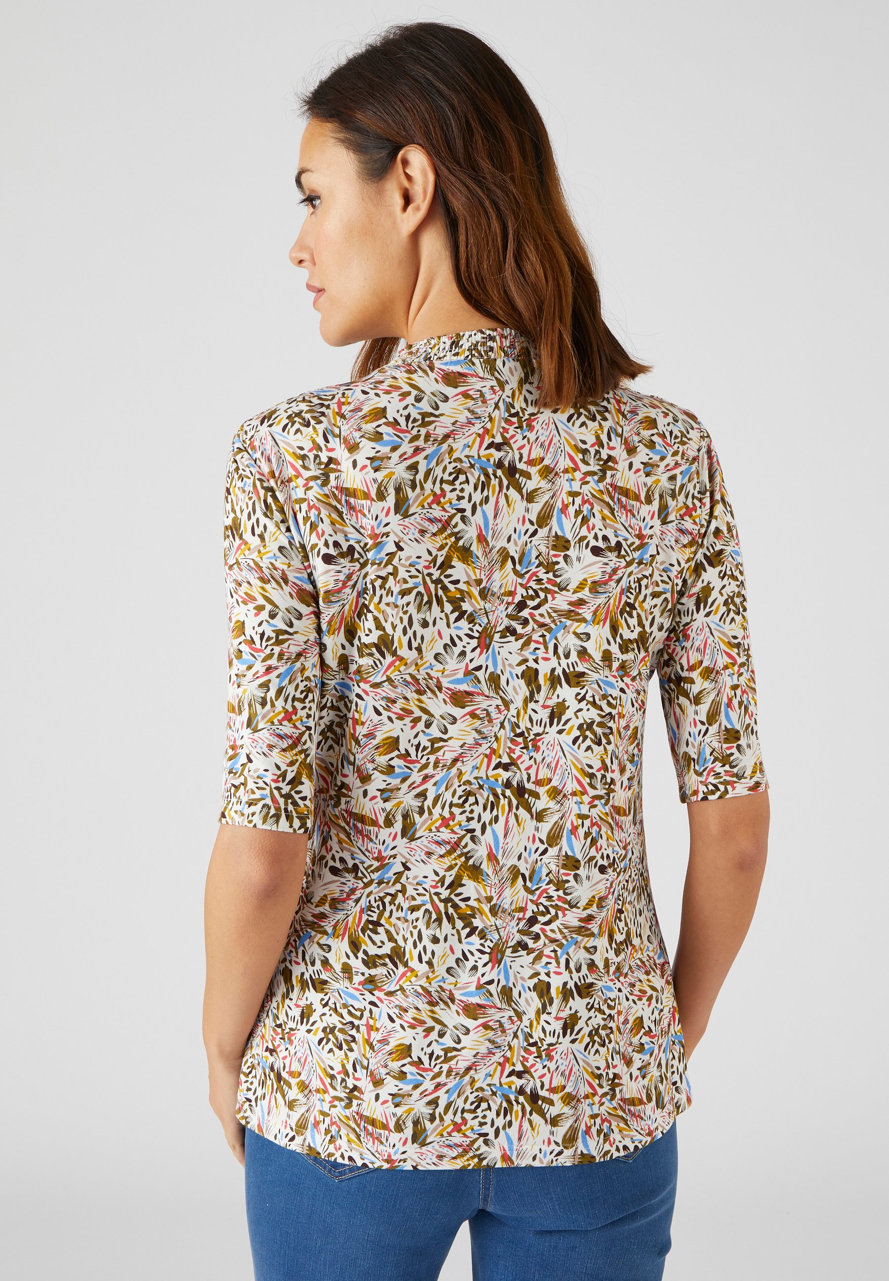 T-shirt Damart Femme Motif Feuilles Placé - 100% Coton, Coupe Standard, Manches Courtes, Taille 54/56 - 3